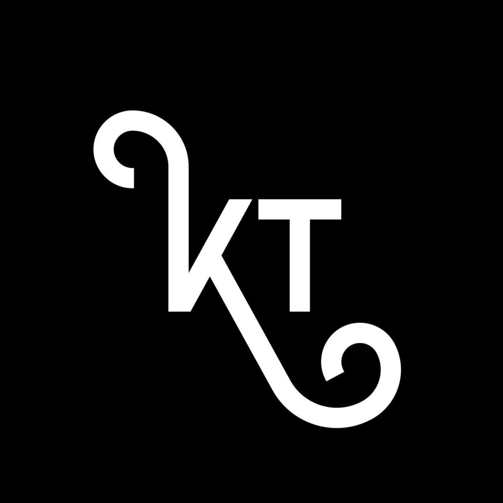 diseño de logotipo de letra kt sobre fondo negro. concepto de logotipo de letra de iniciales creativas kt. diseño de letras kt. kt diseño de letras blancas sobre fondo negro. kt, logotipo de kt vector