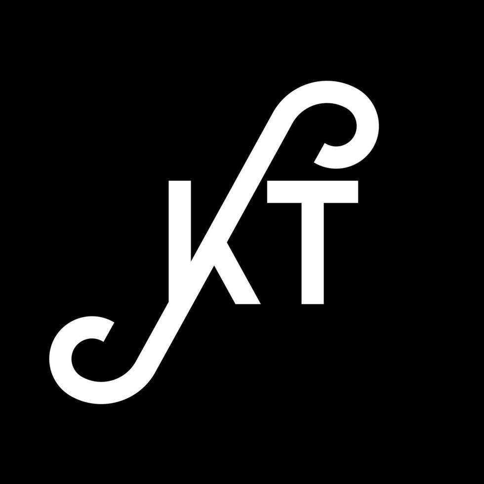 diseño de logotipo de letra kt sobre fondo negro. concepto de logotipo de letra de iniciales creativas kt. diseño de letras kt. kt diseño de letras blancas sobre fondo negro. kt, logotipo de kt vector