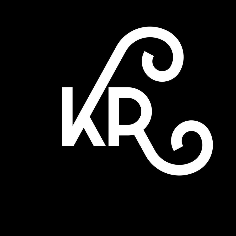 diseño de logotipo de letra kr sobre fondo negro. concepto de logotipo de letra de iniciales creativas kr. diseño de letras kr. kr diseño de letras blancas sobre fondo negro. kr, logotipo de kr vector