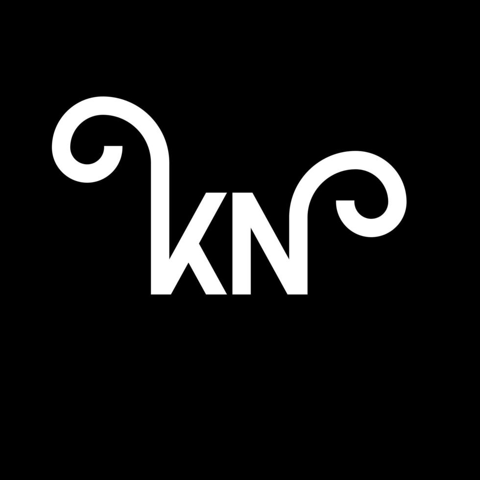 diseño de logotipo de letra kn sobre fondo negro. concepto de logotipo de letra de iniciales creativas kn. diseño de letras kn. kn diseño de letras blancas sobre fondo negro. kn, logotipo de kn vector