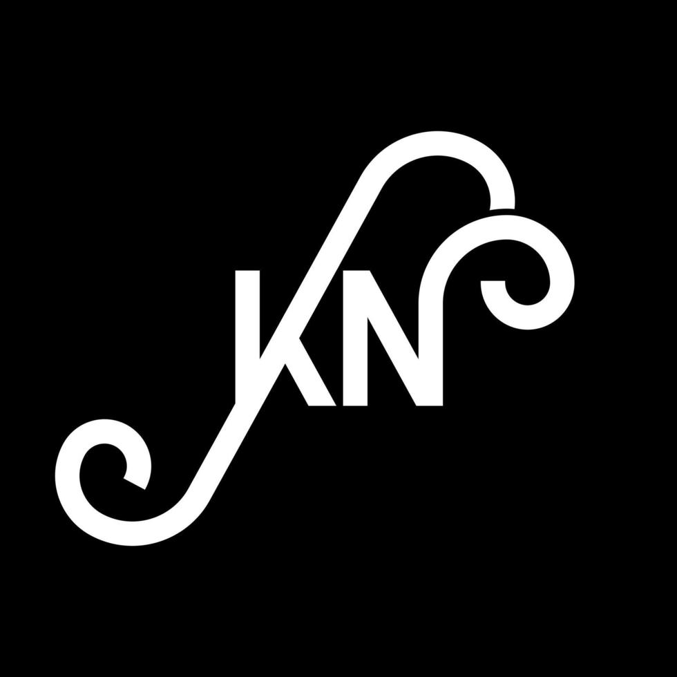 diseño de logotipo de letra kn sobre fondo negro. concepto de logotipo de letra de iniciales creativas kn. diseño de letras kn. kn diseño de letras blancas sobre fondo negro. kn, logotipo de kn vector