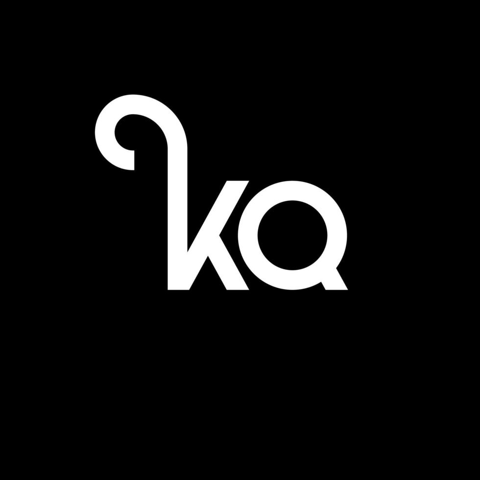 diseño de logotipo de letra kq sobre fondo negro. concepto de logotipo de letra de iniciales creativas kq. diseño de letras kq. kq diseño de letras blancas sobre fondo negro. kq, logotipo de kq vector