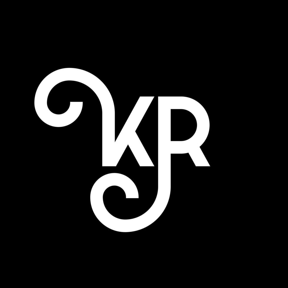 diseño de logotipo de letra kr sobre fondo negro. concepto de logotipo de letra de iniciales creativas kr. diseño de letras kr. kr diseño de letras blancas sobre fondo negro. kr, logotipo de kr vector