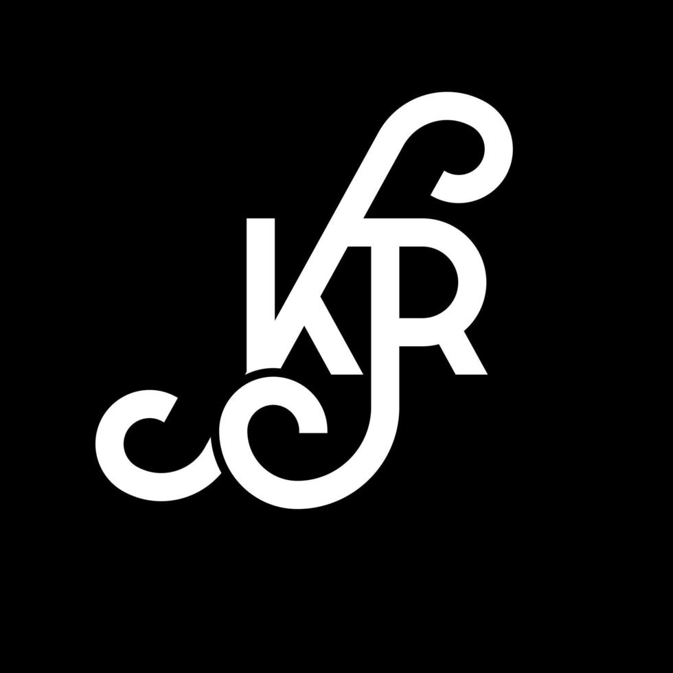 diseño de logotipo de letra kr sobre fondo negro. concepto de logotipo de letra de iniciales creativas kr. diseño de letras kr. kr diseño de letras blancas sobre fondo negro. kr, logotipo de kr vector