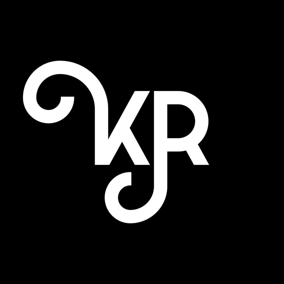 diseño de logotipo de letra kr sobre fondo negro. concepto de logotipo de letra de iniciales creativas kr. diseño de letras kr. kr diseño de letras blancas sobre fondo negro. kr, logotipo de kr vector