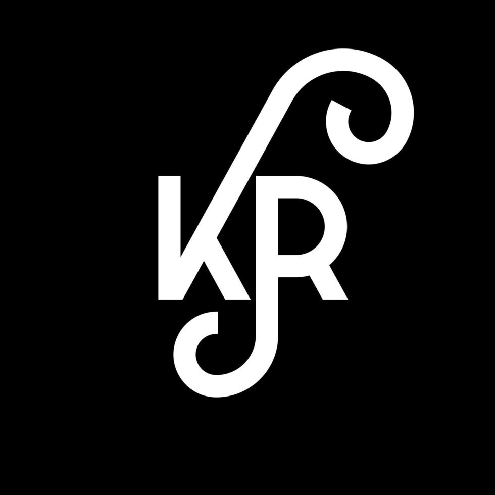 diseño de logotipo de letra kr sobre fondo negro. concepto de logotipo de letra de iniciales creativas kr. diseño de letras kr. kr diseño de letras blancas sobre fondo negro. kr, logotipo de kr vector