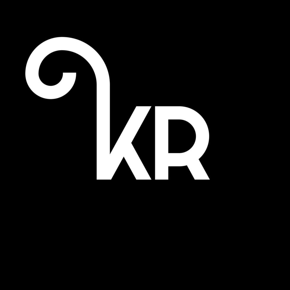 diseño de logotipo de letra kr sobre fondo negro. concepto de logotipo de letra de iniciales creativas kr. diseño de letras kr. kr diseño de letras blancas sobre fondo negro. kr, logotipo de kr vector