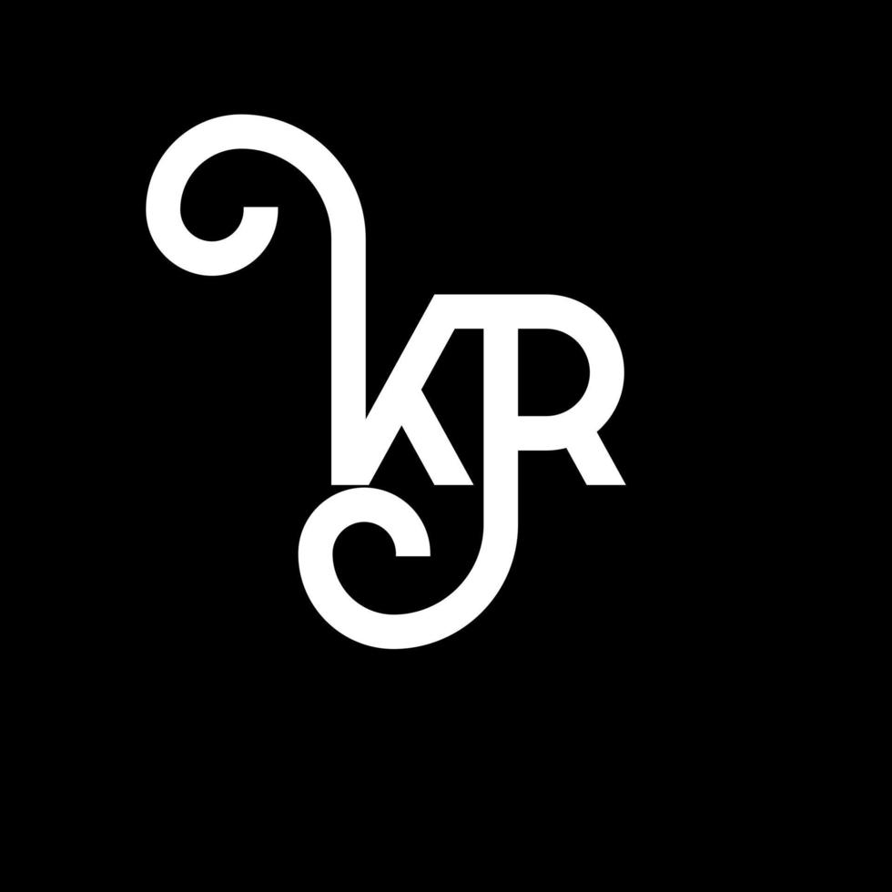 diseño de logotipo de letra kr sobre fondo negro. concepto de logotipo de letra de iniciales creativas kr. diseño de letras kr. kr diseño de letras blancas sobre fondo negro. kr, logotipo de kr vector