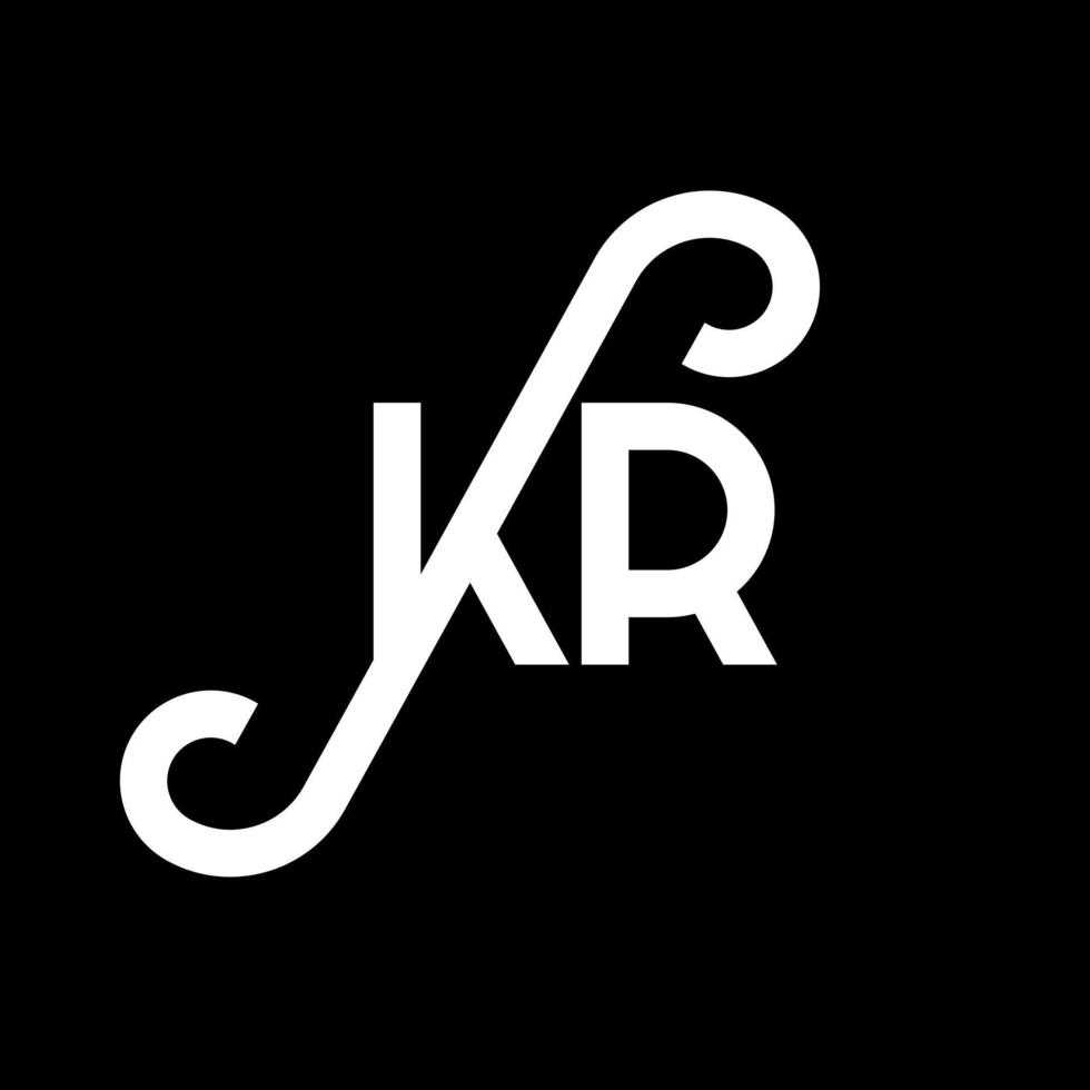 diseño de logotipo de letra kr sobre fondo negro. concepto de logotipo de letra de iniciales creativas kr. diseño de letras kr. kr diseño de letras blancas sobre fondo negro. kr, logotipo de kr vector