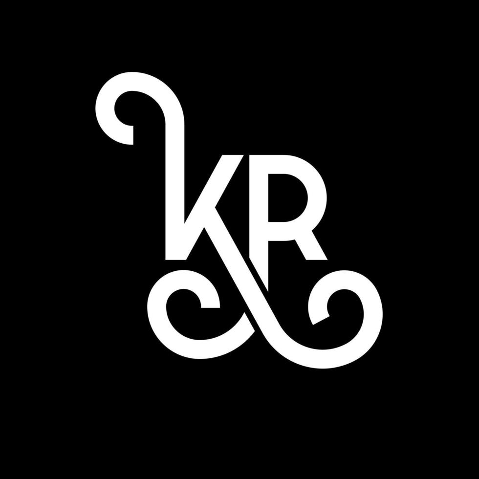 diseño de logotipo de letra kr sobre fondo negro. concepto de logotipo de letra de iniciales creativas kr. diseño de letras kr. kr diseño de letras blancas sobre fondo negro. kr, logotipo de kr vector