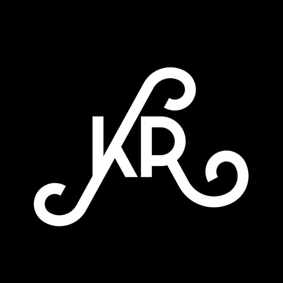 diseño de logotipo de letra kr sobre fondo negro. concepto de logotipo de letra de iniciales creativas kr. diseño de letras kr. kr diseño de letras blancas sobre fondo negro. kr, logotipo de kr vector