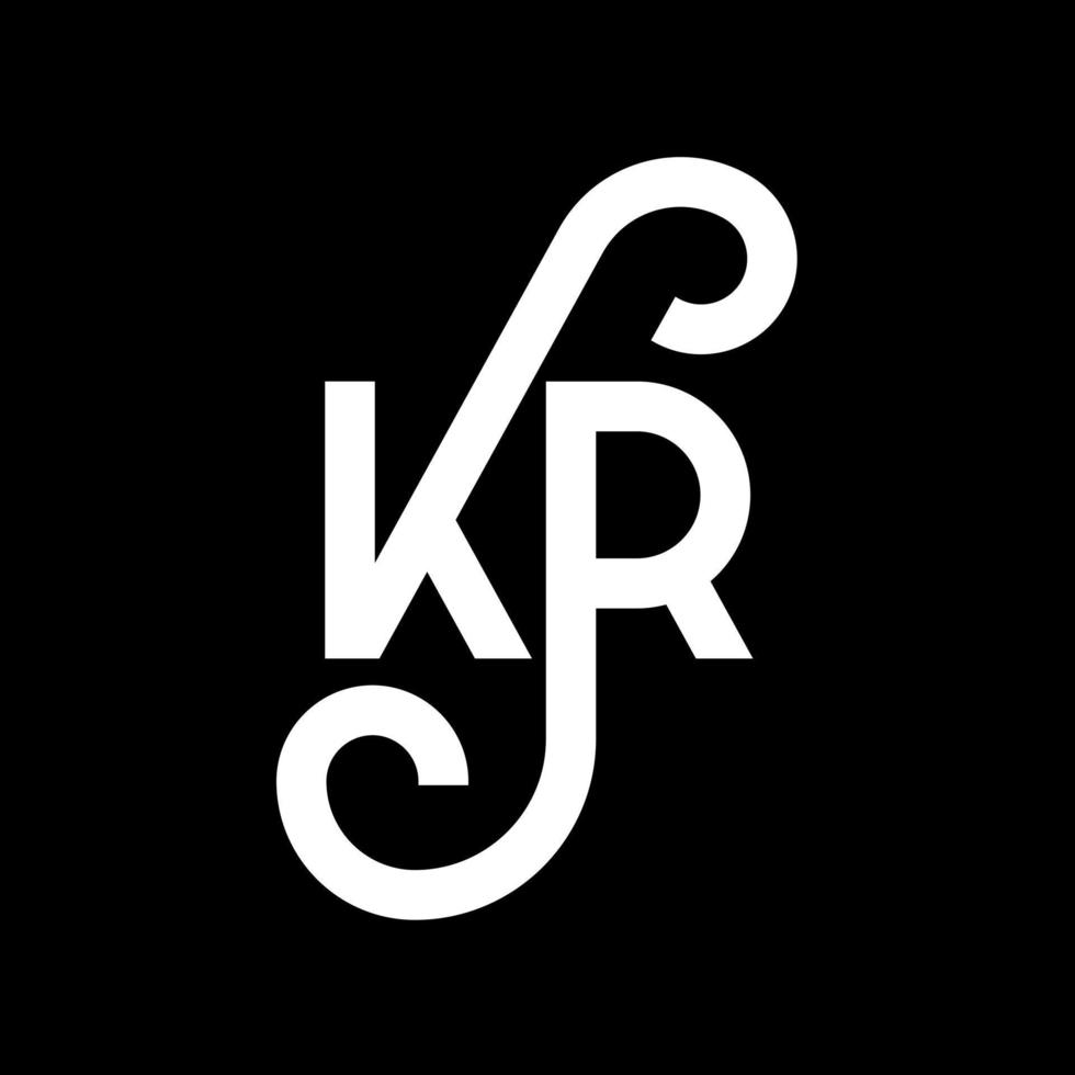 diseño de logotipo de letra kr sobre fondo negro. concepto de logotipo de letra de iniciales creativas kr. diseño de letras kr. kr diseño de letras blancas sobre fondo negro. kr, logotipo de kr vector