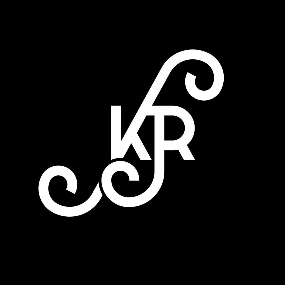 diseño de logotipo de letra kr sobre fondo negro. concepto de logotipo de letra de iniciales creativas kr. diseño de letras kr. kr diseño de letras blancas sobre fondo negro. kr, logotipo de kr vector