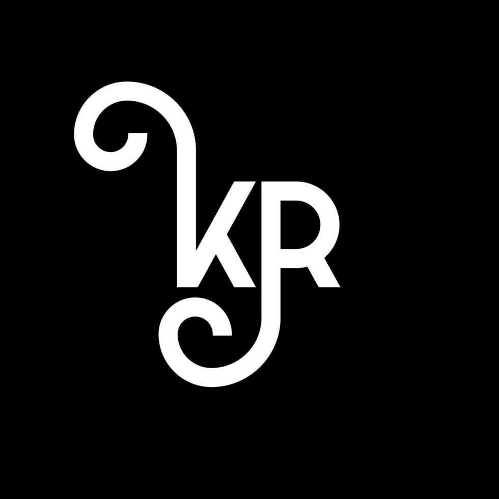 diseño de logotipo de letra kr sobre fondo negro. concepto de logotipo de letra de iniciales creativas kr. diseño de letras kr. kr diseño de letras blancas sobre fondo negro. kr, logotipo de kr vector