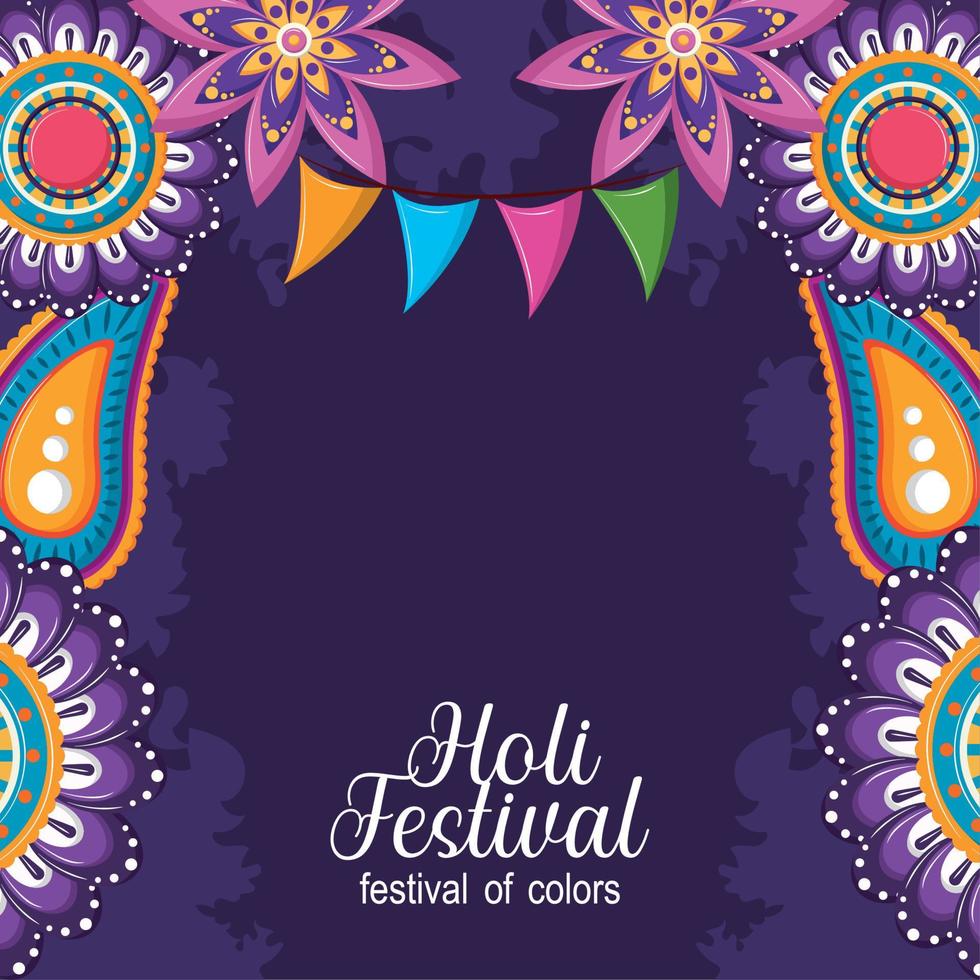 feliz holi tarjeta de invitación vector