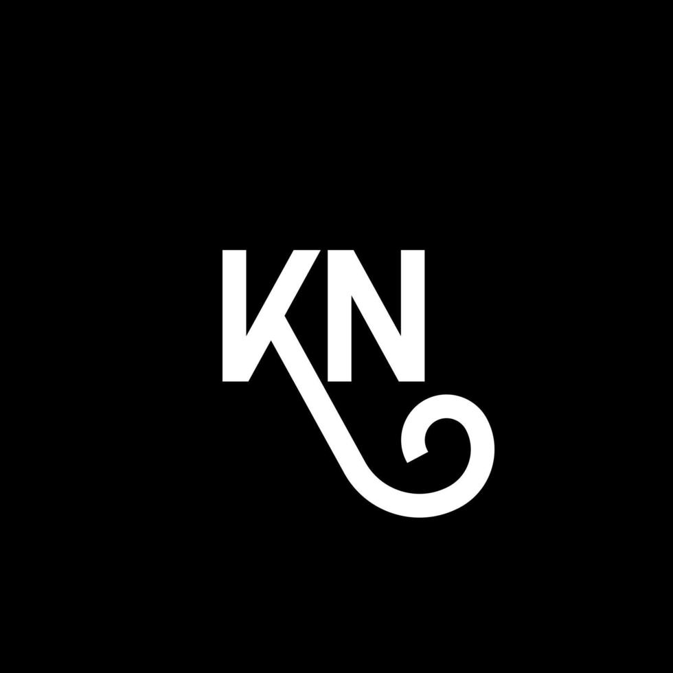 diseño de logotipo de letra kn sobre fondo negro. concepto de logotipo de letra de iniciales creativas kn. diseño de letras kn. kn diseño de letras blancas sobre fondo negro. kn, logotipo de kn vector