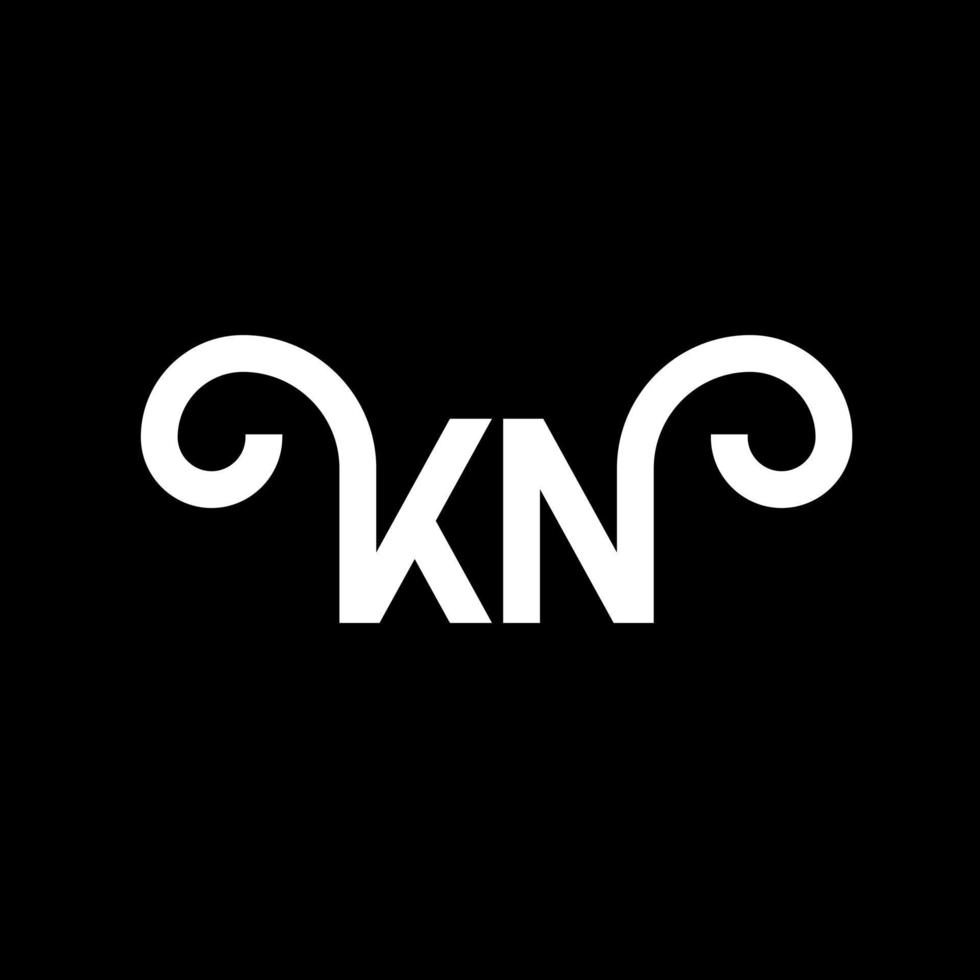 diseño de logotipo de letra kn sobre fondo negro. concepto de logotipo de letra de iniciales creativas kn. diseño de letras kn. kn diseño de letras blancas sobre fondo negro. kn, logotipo de kn vector