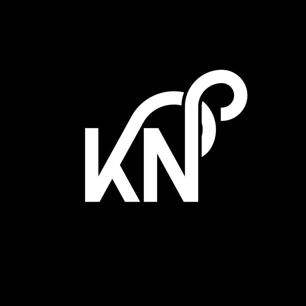 diseño de logotipo de letra kn sobre fondo negro. concepto de logotipo de letra de iniciales creativas kn. diseño de letras kn. kn diseño de letras blancas sobre fondo negro. kn, logotipo de kn vector