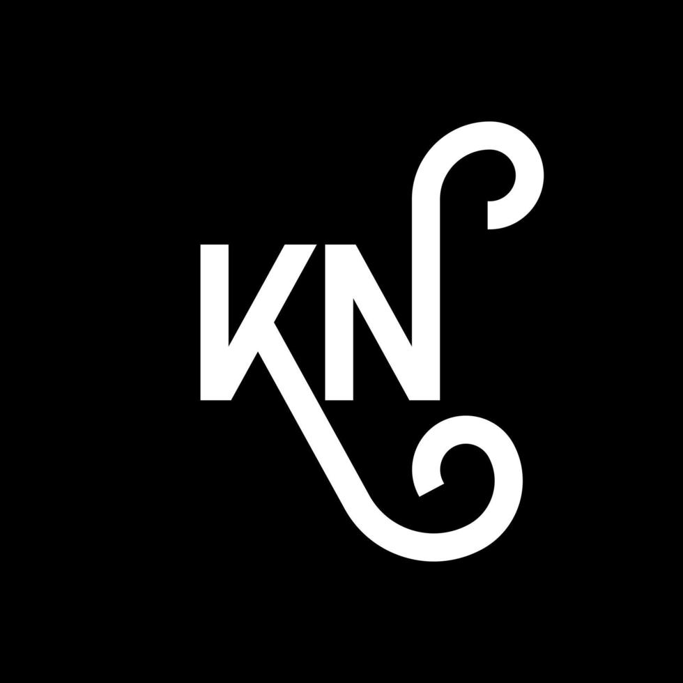 diseño de logotipo de letra kn sobre fondo negro. concepto de logotipo de letra de iniciales creativas kn. diseño de letras kn. kn diseño de letras blancas sobre fondo negro. kn, logotipo de kn vector