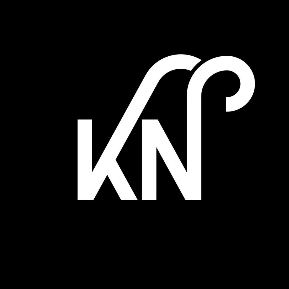 diseño de logotipo de letra kn sobre fondo negro. concepto de logotipo de letra de iniciales creativas kn. diseño de letras kn. kn diseño de letras blancas sobre fondo negro. kn, logotipo de kn vector