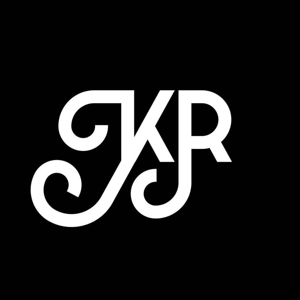 diseño de logotipo de letra kr sobre fondo negro. concepto de logotipo de letra de iniciales creativas kr. diseño de letras kr. kr diseño de letras blancas sobre fondo negro. kr, logotipo de kr vector