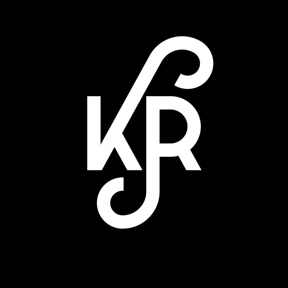 diseño de logotipo de letra kr sobre fondo negro. concepto de logotipo de letra de iniciales creativas kr. diseño de letras kr. kr diseño de letras blancas sobre fondo negro. kr, logotipo de kr vector