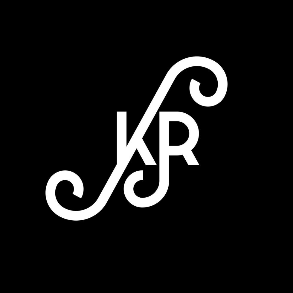 diseño de logotipo de letra kr sobre fondo negro. concepto de logotipo de letra de iniciales creativas kr. diseño de letras kr. kr diseño de letras blancas sobre fondo negro. kr, logotipo de kr vector