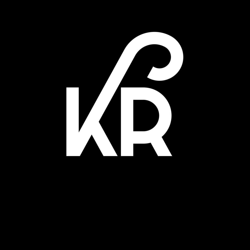 diseño de logotipo de letra kr sobre fondo negro. concepto de logotipo de letra de iniciales creativas kr. diseño de letras kr. kr diseño de letras blancas sobre fondo negro. kr, logotipo de kr vector