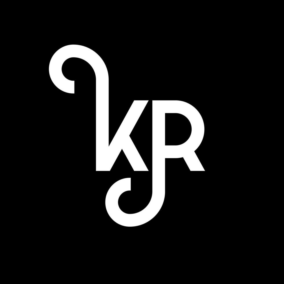 diseño de logotipo de letra kr sobre fondo negro. concepto de logotipo de letra de iniciales creativas kr. diseño de letras kr. kr diseño de letras blancas sobre fondo negro. kr, logotipo de kr vector