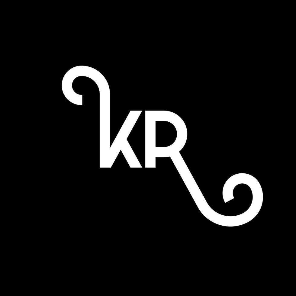 diseño de logotipo de letra kr sobre fondo negro. concepto de logotipo de letra de iniciales creativas kr. diseño de letras kr. kr diseño de letras blancas sobre fondo negro. kr, logotipo de kr vector