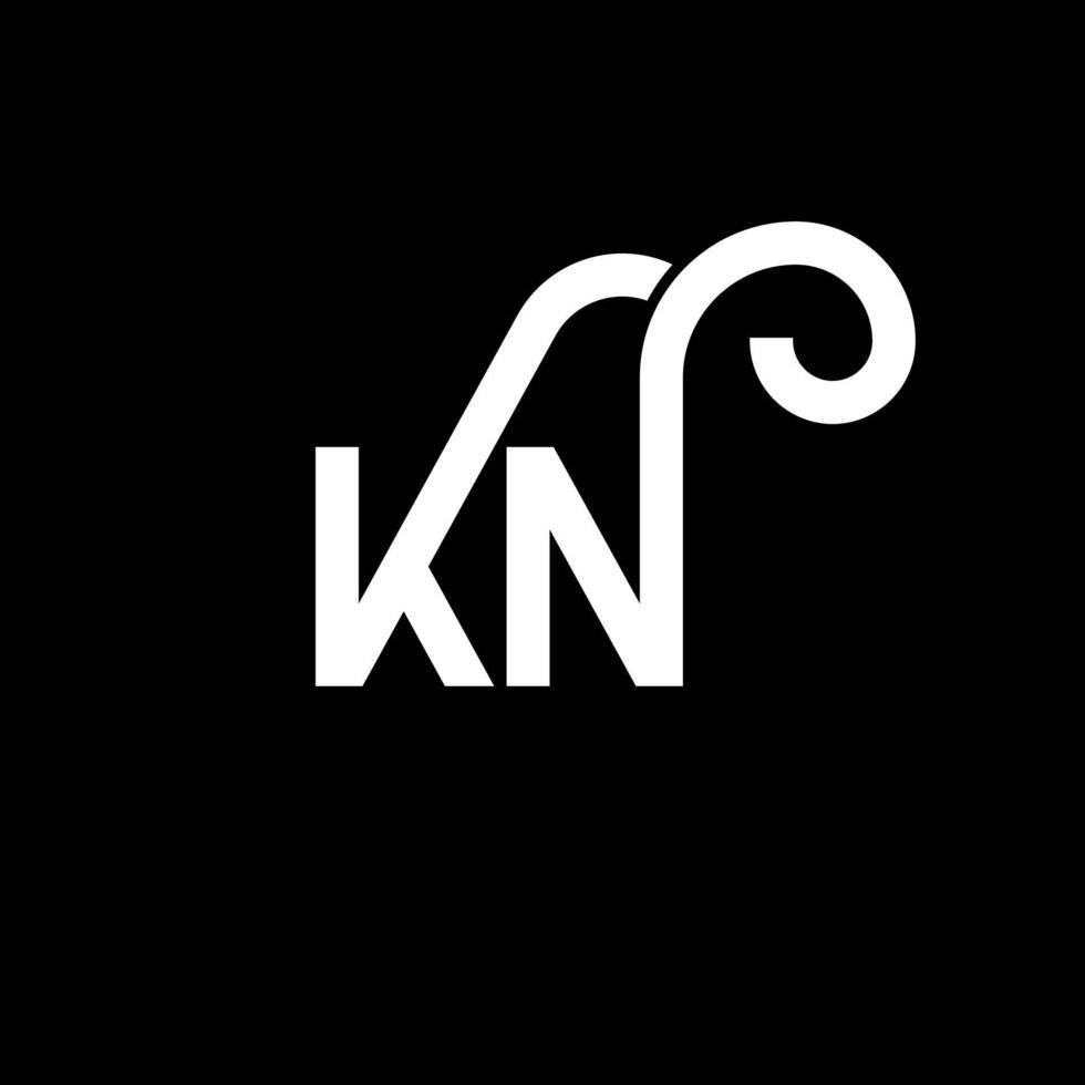 diseño de logotipo de letra kn sobre fondo negro. concepto de logotipo de letra de iniciales creativas kn. diseño de letras kn. kn diseño de letras blancas sobre fondo negro. kn, logotipo de kn vector