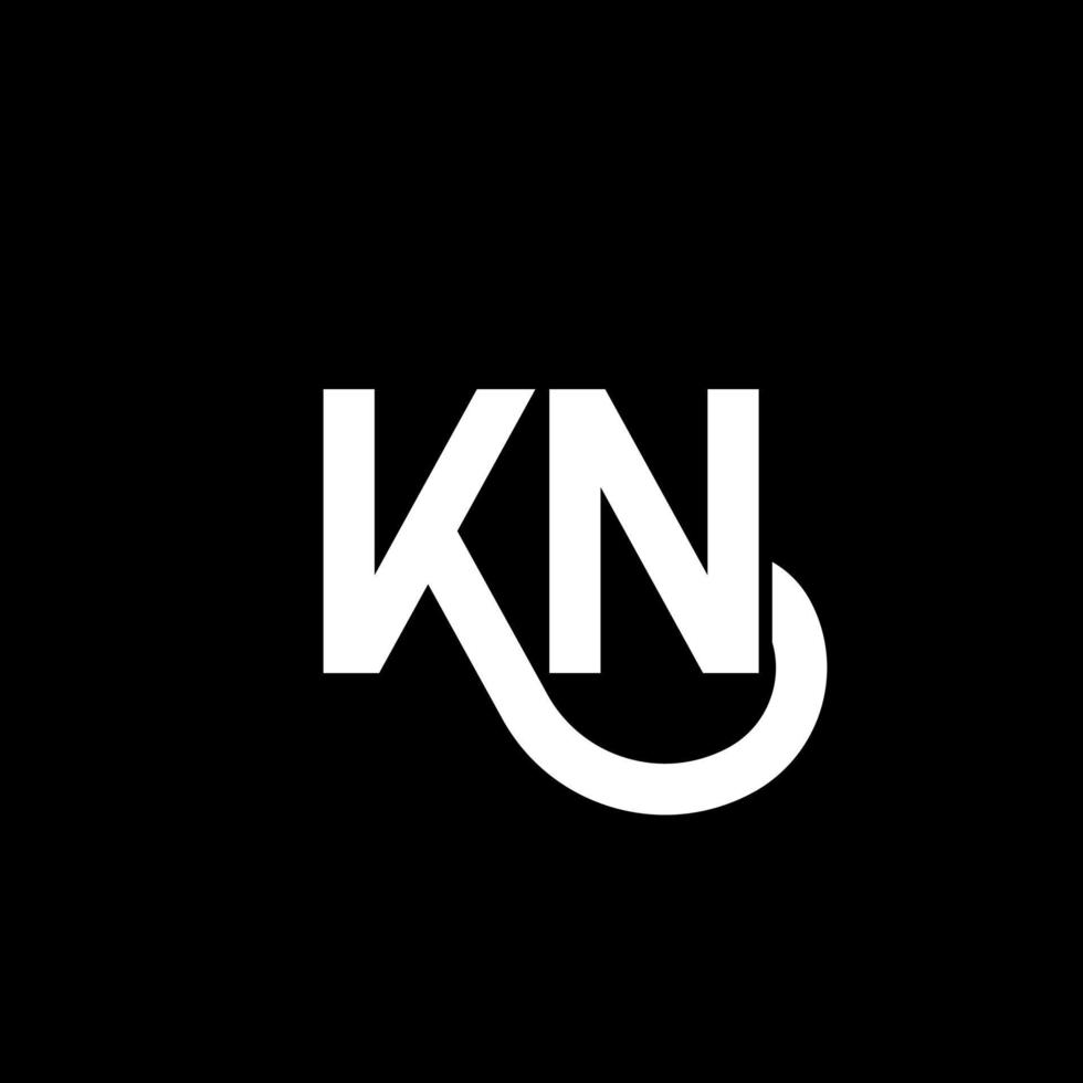 diseño de logotipo de letra kn sobre fondo negro. concepto de logotipo de letra de iniciales creativas kn. diseño de letras kn. kn diseño de letras blancas sobre fondo negro. kn, logotipo de kn vector