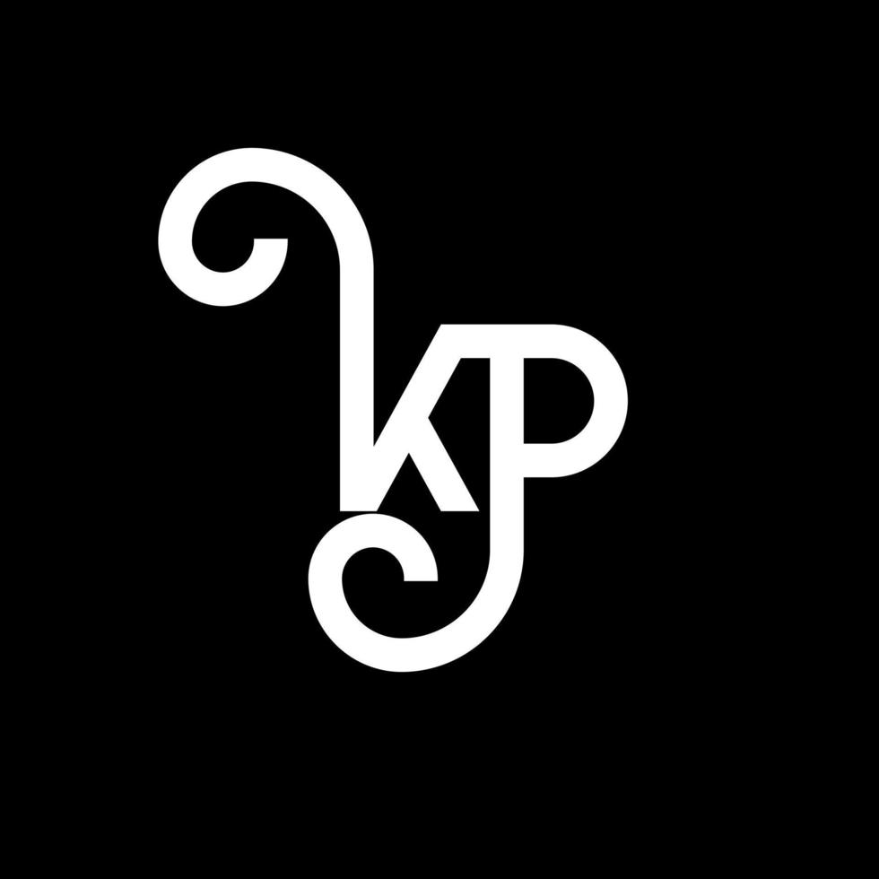 diseño de logotipo de letra kp sobre fondo negro. concepto de logotipo de letra de iniciales creativas kp. diseño de letras kp. kp diseño de letras blancas sobre fondo negro. kp, logotipo de kp vector