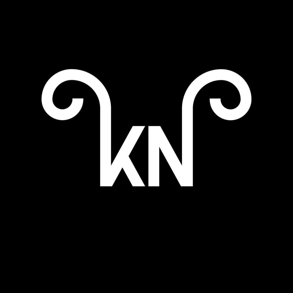 diseño de logotipo de letra kn sobre fondo negro. concepto de logotipo de letra de iniciales creativas kn. diseño de letras kn. kn diseño de letras blancas sobre fondo negro. kn, logotipo de kn vector