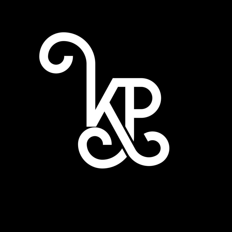 diseño de logotipo de letra kp sobre fondo negro. concepto de logotipo de letra de iniciales creativas kp. diseño de letras kp. kp diseño de letras blancas sobre fondo negro. kp, logotipo de kp vector