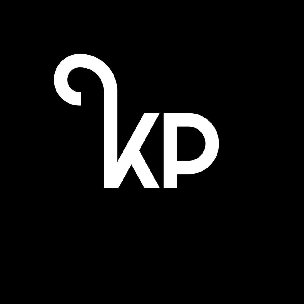 diseño de logotipo de letra kp sobre fondo negro. concepto de logotipo de letra de iniciales creativas kp. diseño de letras kp. kp diseño de letras blancas sobre fondo negro. kp, logotipo de kp vector