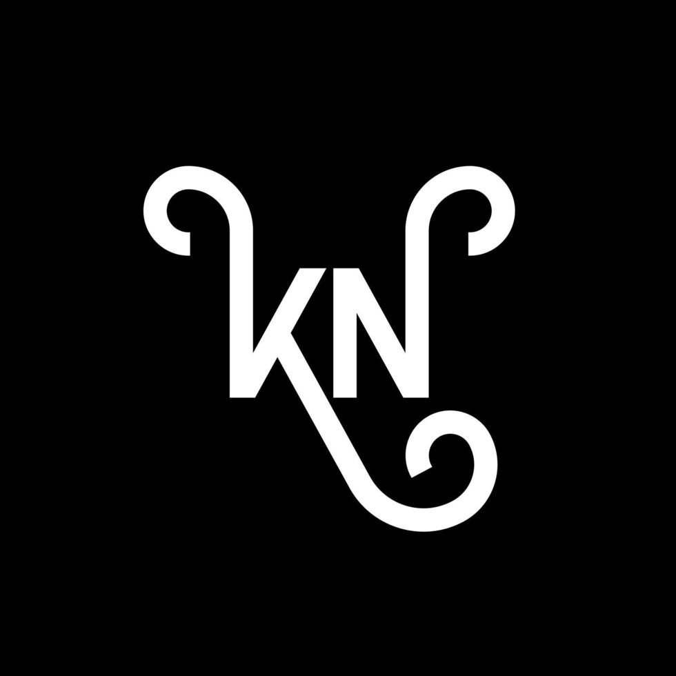 diseño de logotipo de letra kn sobre fondo negro. concepto de logotipo de letra de iniciales creativas kn. diseño de letras kn. kn diseño de letras blancas sobre fondo negro. kn, logotipo de kn vector