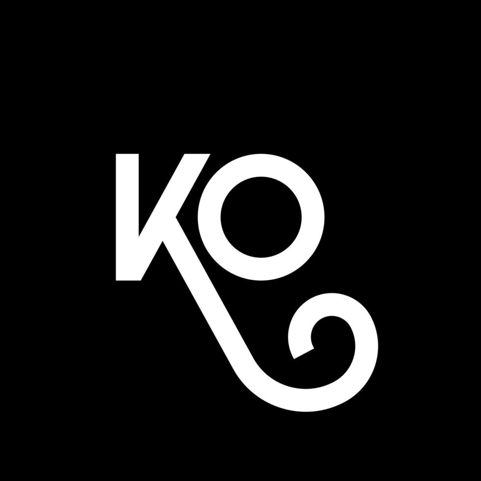 KO letter logo design on black background. KO creative initials letter logo concept. ko letter design. KO white letter design on black background. K O, k o logo vector