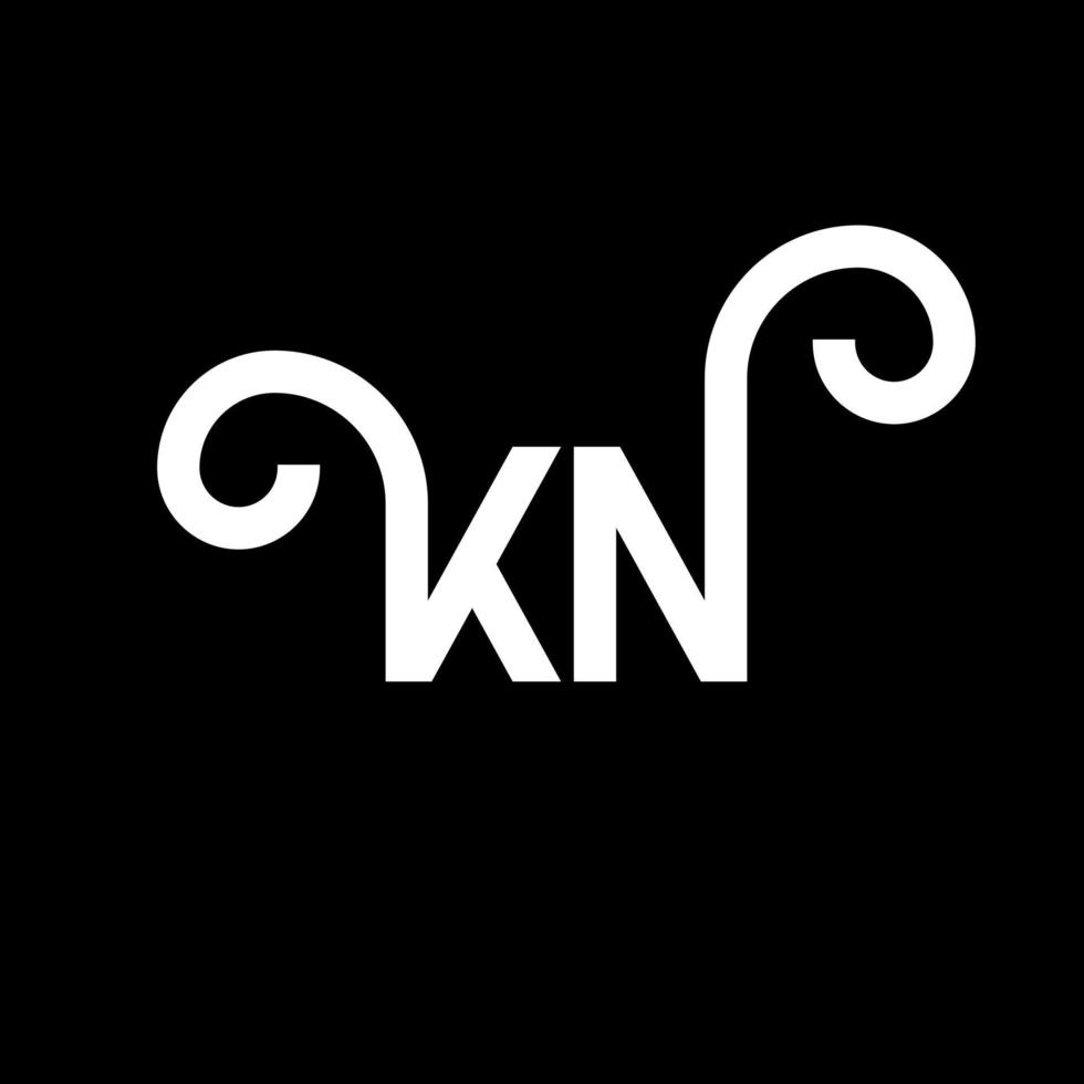 diseño de logotipo de letra kn sobre fondo negro. concepto de logotipo de letra de iniciales creativas kn. diseño de letras kn. kn diseño de letras blancas sobre fondo negro. kn, logotipo de kn vector