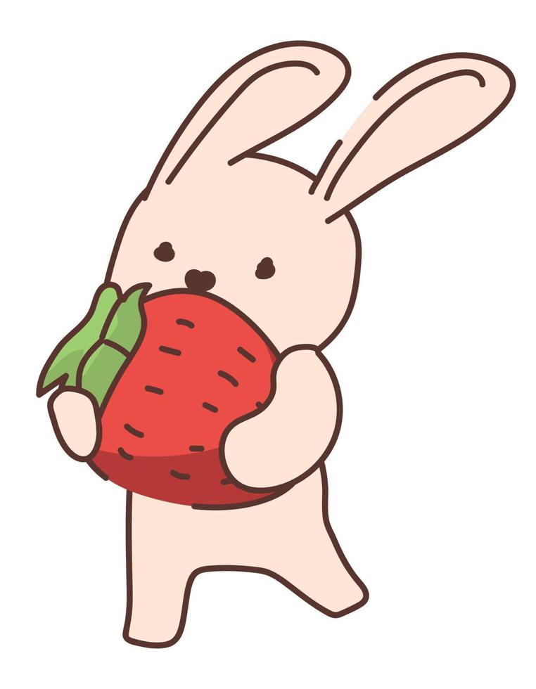 cute rabbit and fruit vector