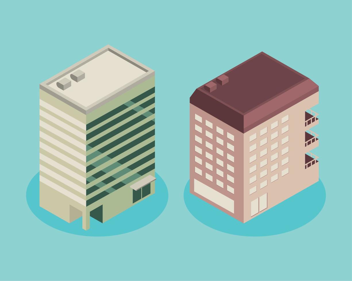 set residential and commercial building vector