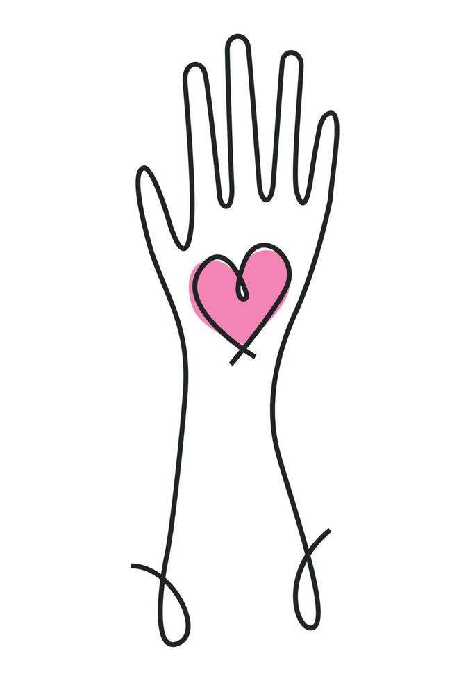 hand with heart vector