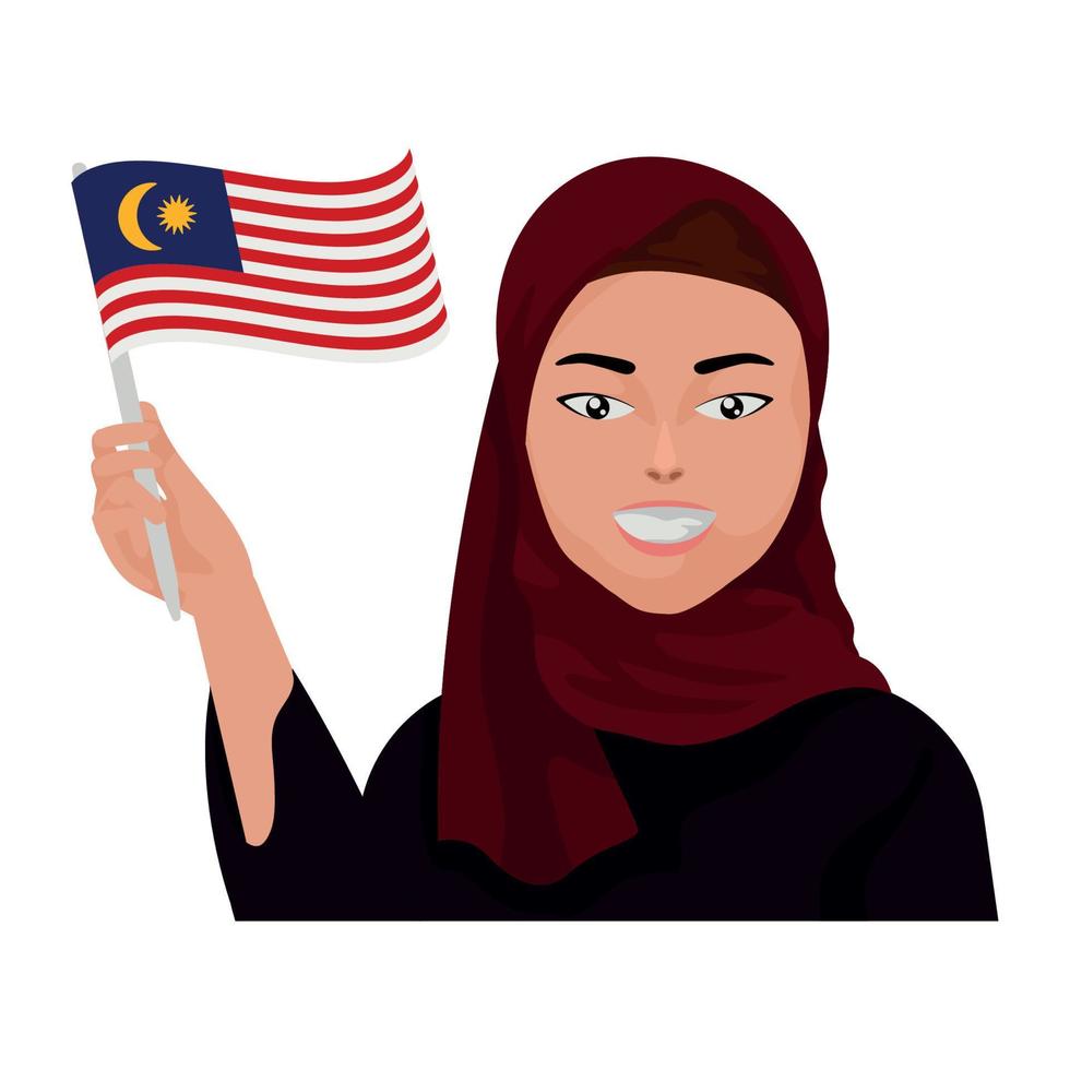 niña malaya ondeando la bandera vector