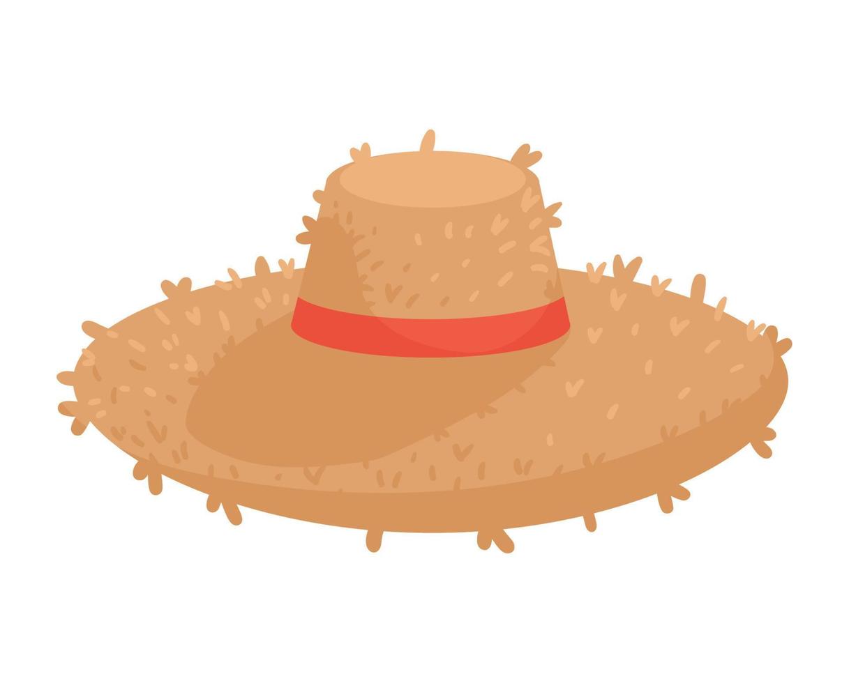 straw hat farmer accessory vector