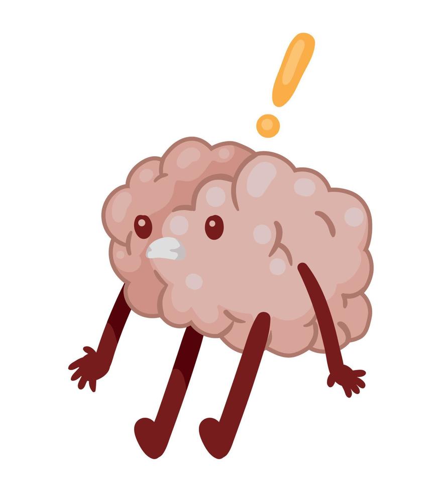 brain alerted comic character vector