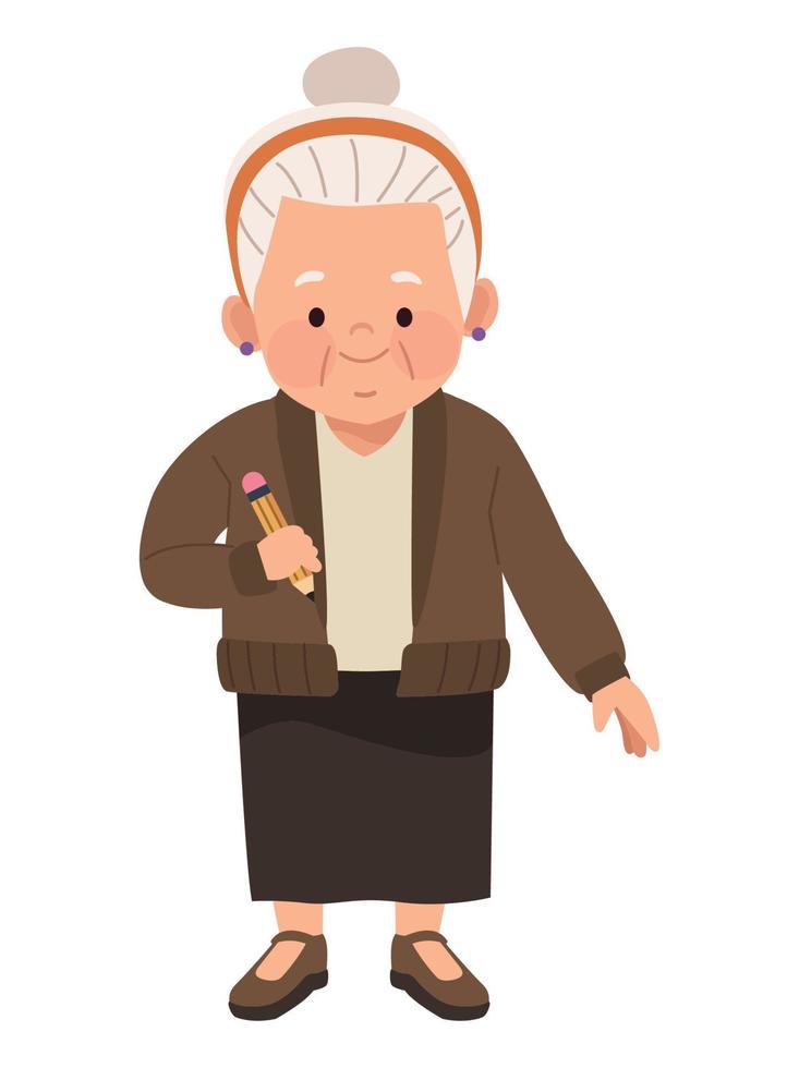 old woman with pencil vector