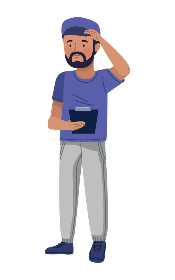 bearded coach with checklist vector