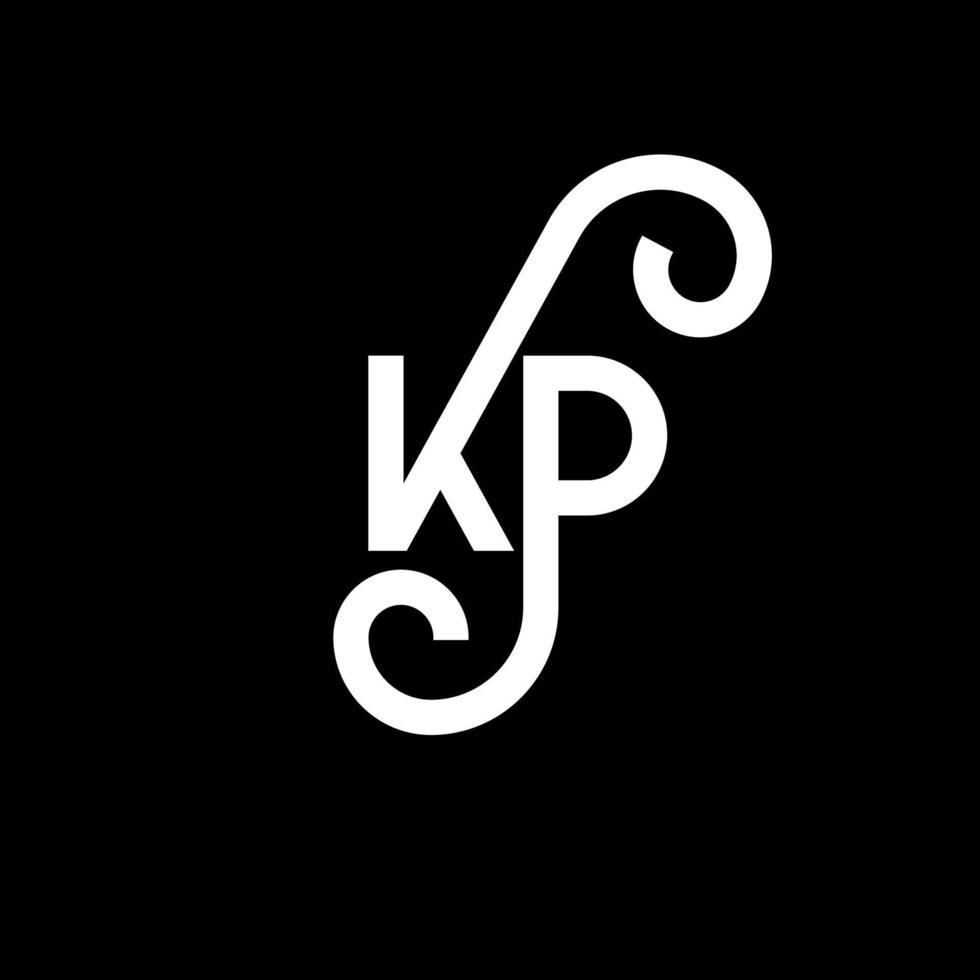 diseño de logotipo de letra kp sobre fondo negro. concepto de logotipo de letra de iniciales creativas kp. diseño de letras kp. kp diseño de letras blancas sobre fondo negro. kp, logotipo de kp vector