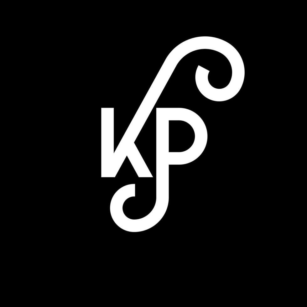 KP letter logo design on black background. KP creative initials letter logo concept. kp letter design. KP white letter design on black background. K P, k p logo vector