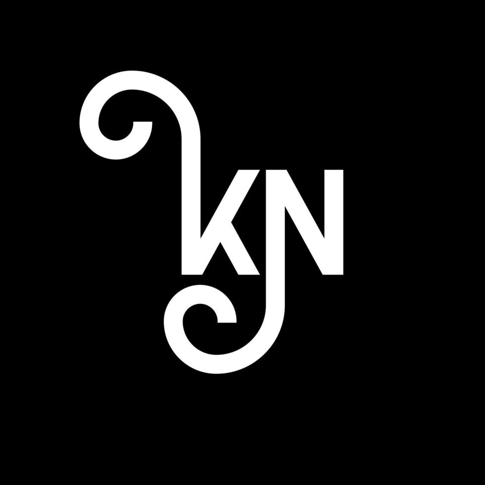 diseño de logotipo de letra kn sobre fondo negro. concepto de logotipo de letra de iniciales creativas kn. diseño de letras kn. kn diseño de letras blancas sobre fondo negro. kn, logotipo de kn vector